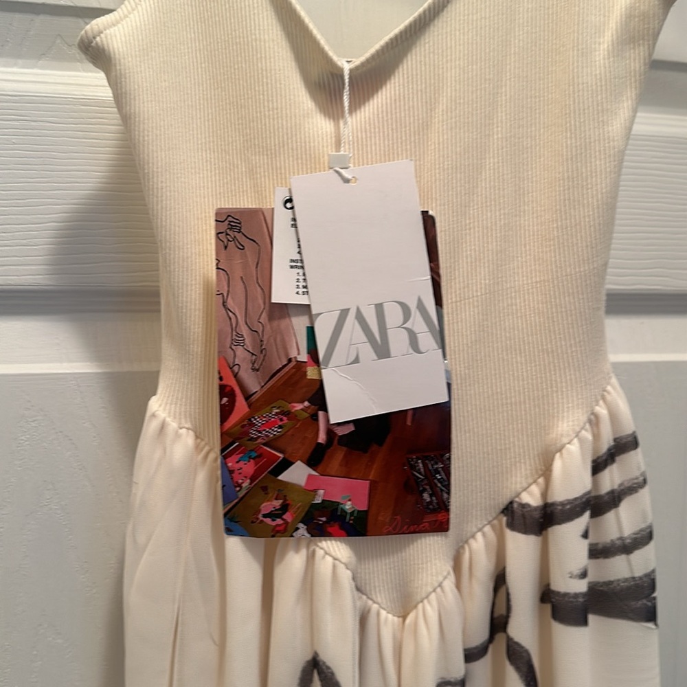 Zara Dina BUKVA Women’s Med Crème & Black Maxi Dress Small - Picture 3 of 5